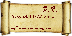 Praschek Nikétás névjegykártya